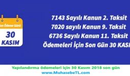 Yapılandırma ödemeleri için 30 Kasım 2018 son gün