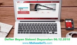 Defter Beyan Sistemi Duyuruları 06.12.2018