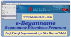 Geçici Vergi Beyannamesi İçin Süre Uzatım Talebi