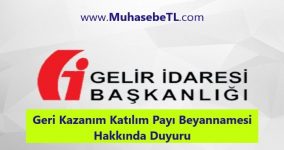 Geri Kazanım Katılım Payı Beyannamesi Hakkında Duyuru