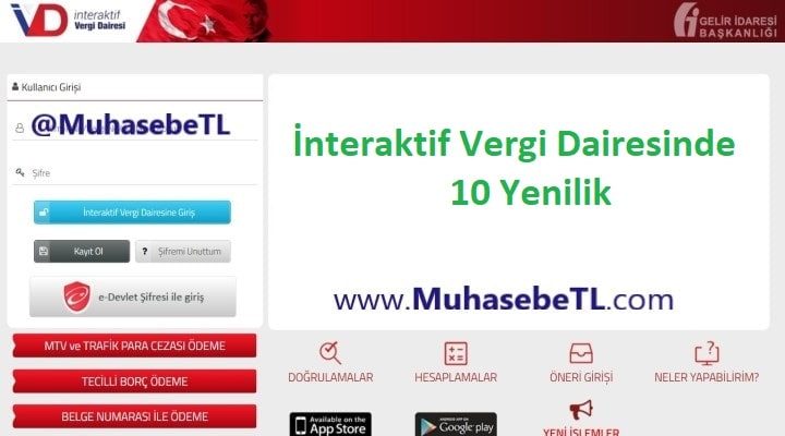 İnteraktif Vergi Dairesinde 10 Yenilik