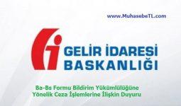 Ba-Bs Formu Bildirim Yükümlülüğüne Yönelik Ceza İşlemlerine İlişkin Duyuru