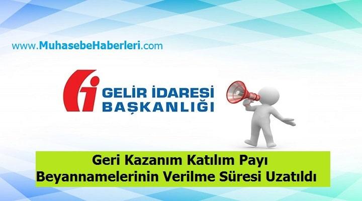 Geri Kazanım Katılım Payı Beyannamelerinin Verilme Süresi Uzatıldı