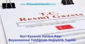 Geri Kazanım Katılım Payı Beyannamesi Tebliğinde Değişiklik Yapıldı