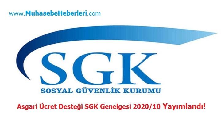 Asgari Ücret Desteği SGK Genelgesi 2020-10